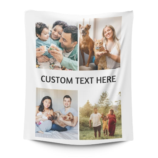 4 Photos with Text | Personalised Blanket
